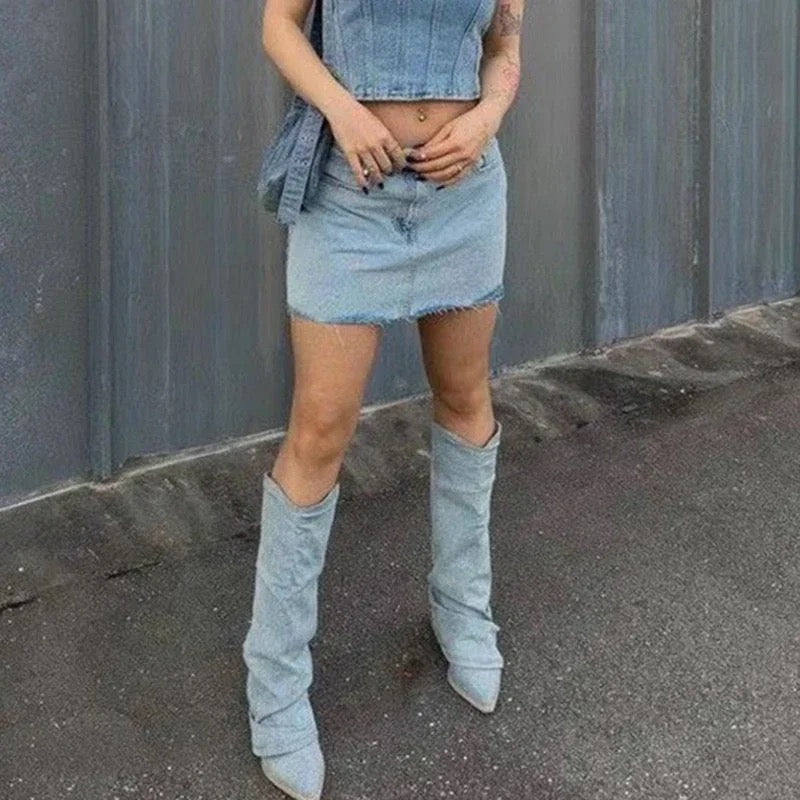 Denim Boots